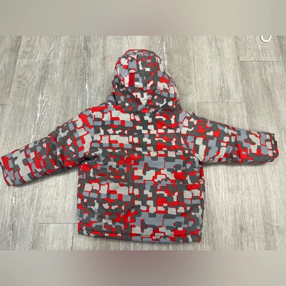 Columbia Kids Red Gray Camouflage Puffer Jacket